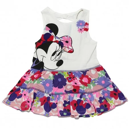 Παιδικό Καλοκαιρινό Φόρεμα Disney "Minnie Mouse" – 100% Βαμβακερό με Φλοράλ Λεπτομέρειες Λευκό/Πολύχρωμο (YE10118.WHITE) - Κα...