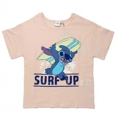 Εφηβικό Καλοκαιρινό Σετ Disney "Stitch" – 100% Βαμβακερό με Μπλούζα & Αθλητικό Σορτς - Σομόν/Μπλε (YE10069PINK)