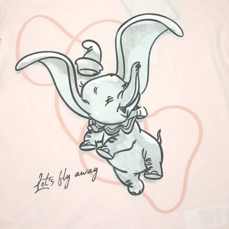Γυναικεία Καλοκαιρινή Πιτζάμα Disney "Dumbo" – Σετ 100% Βαμβακερό - Απαλό Ροζ (ΥΕ36023)