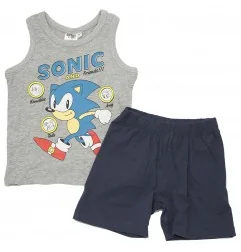 Παιδική Καλοκαιρινή Πιτζάμα Sonic "Sonic and Friends" – Γκρι / Μπλε 100% Βαμβάκι (YE20079GREY) - Πιτζάμες
