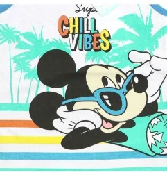 Βρεφικό Καλοκαιρινό Φορμάκι Mickey Mouse "Super Chill Vibes" – 100% Βαμβακερό Μλ/Λευκό (WE0033 Blue)