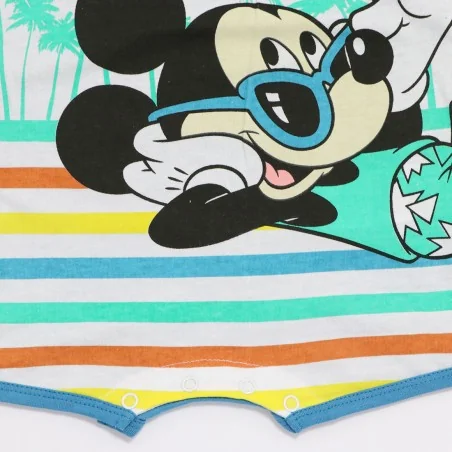 Βρεφικό Καλοκαιρινό Φορμάκι Mickey Mouse "Super Chill Vibes" – 100% Βαμβακερό Μλ/Λευκό (WE0033 Blue)
