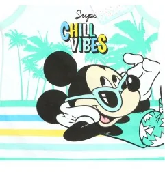 Βρεφικό Καλοκαιρινό Φορμάκι Mickey Mouse "Super Chill Vibes" – 100% Βαμβακερό Mint/Λευκό (WE0033)