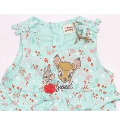 Βρεφικό Καλοκαιρινό Φορμάκι Disney "Bambi & Thumper" – Floral Σχέδιο – 100% Οργανικό Βαμβάκι – Mint (EV0016.BIO blue)