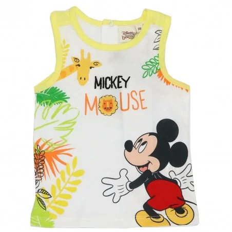 Βρεφικό Αμάνικο Μπλουζάκι Disney "Mickey Mouse Jungle" – 100% Οργανικό Βαμβάκι – Λευκό/Κίτρινο (EV0024.BIO YELLOW) - Αμάνικα ...