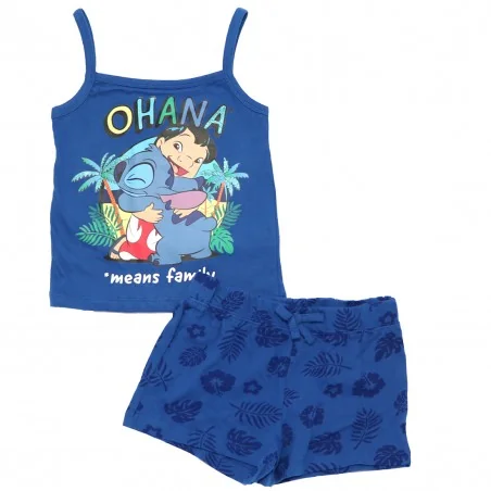 Παιδική Καλοκαιρινή Πιτζάμα Disney "Lilo & Stitch" – "Ohana means family" – 100% Βαμβάκι – Μπλε (YE20102. Blue) - Πιτζάμες Κα...