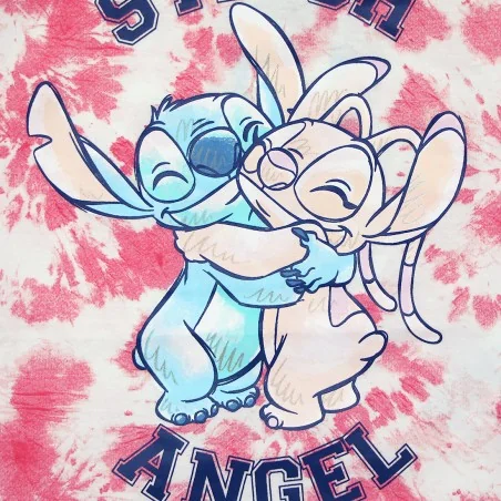 Παιδικό Καλοκαιρινό Φορεματάκι Disney "Lilo & Stitch" – Stitch & Angel Pink Tie-Dye – 100% Βαμβάκι – Λευκό/Ροζ (YE10074.PINK)