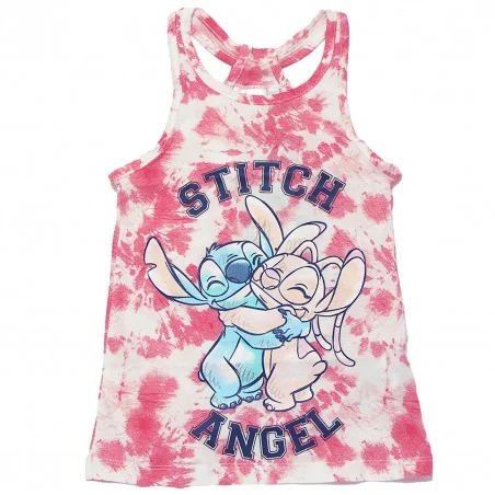 Παιδικό Καλοκαιρινό Φορεματάκι Disney "Lilo & Stitch" – Stitch & Angel Pink Tie-Dye – 100% Βαμβάκι – Λευκό/Ροζ (YE10074.PINK)...