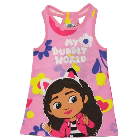Παιδικό Καλοκαιρινό Φορεματάκι Gabby's Dollhouse – "My Bubbly World" – 100% Βαμβάκι – Ροζ (YE10058.PINK) - Καλοκαιρινά φορέματα