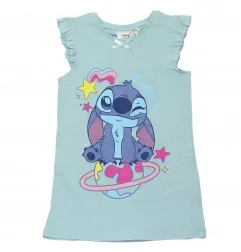 Παιδικό Κοντομάνικο Νυχτικό Disney Stitch "Chill" – 100% Βαμβακερό Aqua (YE20053BLUE) - Νυχτικά