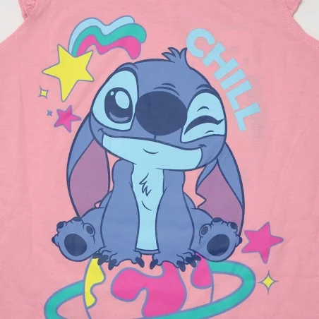 Παιδικό Κοντομάνικο Νυχτικό Disney Stitch "Chill" – 100% Βαμβακερό Ροζ (YE20053PINK)