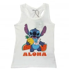 Εφηβικό Αμάνικο Μπλουζάκι Disney Stitch "Aloha" – 100% Βαμβακερό Λευκό (YE10235white) - Εφηβικά Μπλουζάκια - T-shirt