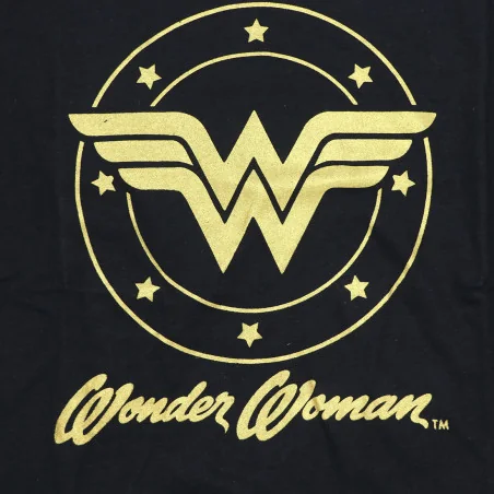 Γυναικεία Βαμβακερή Πιτζάμα Wonder Woman Σετ - Μαύρο με Χρυσό Τύπωμα (WW 53 04 103)