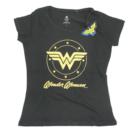 Γυναικεία Βαμβακερή Πιτζάμα Wonder Woman Σετ - Μαύρο με Χρυσό Τύπωμα (WW 53 04 103)