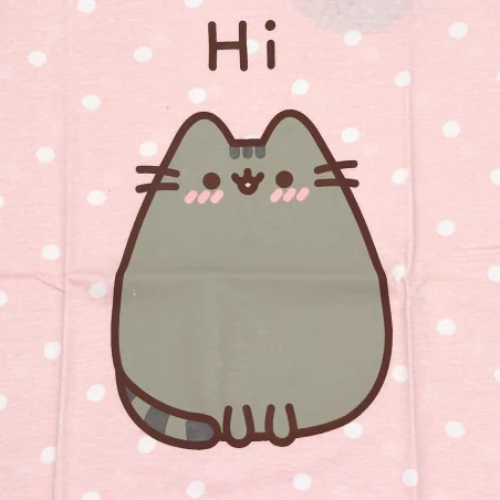 Γυναικείο Βαμβακερό Νυχτικό Big T-Shirt Pusheen Cat "Hi" - Ροζ Πουά (PUSH 53 04 005 Pink)