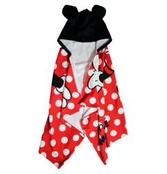Παιδική Πετσέτα Κάπα / Θαλάσσης με Κουκούλα Minnie Mouse "Polka Dot" one size (70x140cm) – 100% Microfibe (EZ18214) - Πετσέτε...
