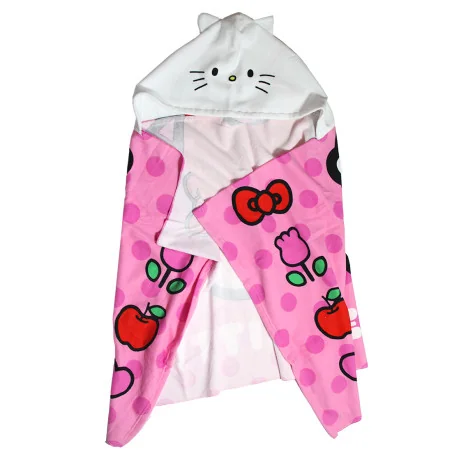 Παιδική Πετσέτα Κάπα / Θαλάσσης με Κουκούλα Hello Kitty "Sweet Dots" one size (70x140cm) – 100% Microfiber (EZ18212) - Πετσέτ...