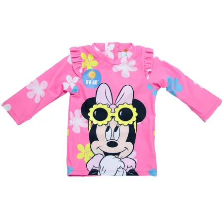 Βρεφικό Αντηλιακό Μπλουζάκι Μαγιό Disney Minnie Mouse "Dark Pink flower" – UV 40+ (EZ05011D.Pink) - Βρεφικά μαγιό