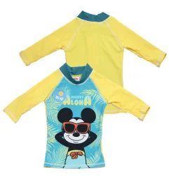 Παιδικό Αντηλιακό Μπλουζάκι Μαγιό Disney Mickey Mouse "Aloha" – UV 40+ (EZ18202Yellow) - Μαγιό για αγόρια
