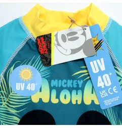 Παιδικό Αντηλιακό Μπλουζάκι Μαγιό Disney Mickey Mouse "Aloha Mint" – UV 40+ (EZ18202Aqua) - Μαγιό για αγόρια