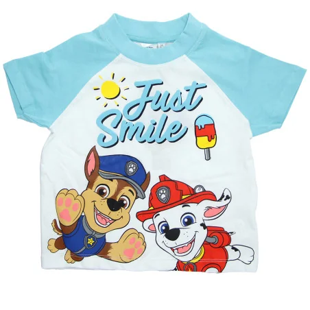 Αγoρίστικο Καλοκαιρινό Σετ Paw Patrol "Just Smile" – Μπλούζα & Σορτσάκι - 100% Βαμβάκι (EZ10103. BLUE)