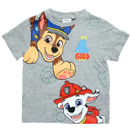 Αγορίστικο Καλοκαιρινό Σετ Paw Patrol "It's All Good" – Γκρι Μπλούζα & Γαλάζιο Σορτσάκι -100% Βαμβάκι (EZ10104. L.GREY)