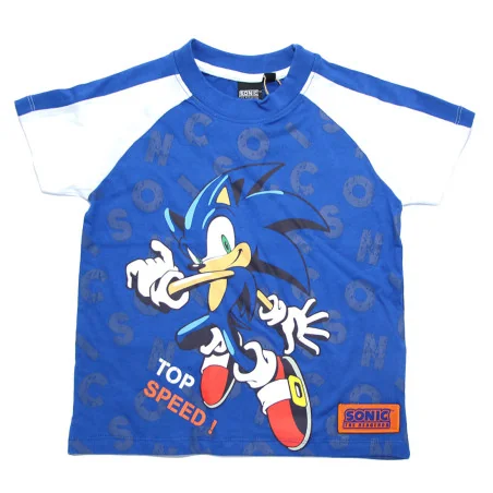 Αγορίστικη Κοντομάνικη Μπλούζα Sonic "Top Speed" – Μπλε με Λευκά Μανίκια -100% Βαμβάκι (EZ10121.BLUE) - Κοντομάνικα μπλουζάκια