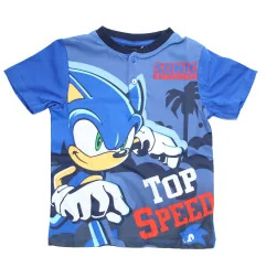 Αγορίστικη Καλοκαιρινή Πιτζάμα Sonic "Top Speed" σε Κουτί Δώρου – Μπλε Μπλούζα με Κουμπιά & Σορτσάκι 100% Βαμβάκι (EZ20060.BL...