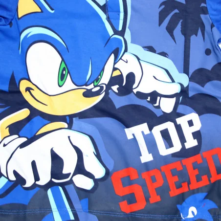 Αγορίστικη Καλοκαιρινή Πιτζάμα Sonic "Top Speed" σε Κουτί Δώρου – Μπλε Μπλούζα με Κουμπιά & Σορτσάκι 100% Βαμβάκι (EZ20060.BLUE)