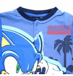 Αγορίστικη Καλοκαιρινή Πιτζάμα Sonic "Top Speed" σε Κουτί Δώρου – Μπλε Μπλούζα με Κουμπιά & Σορτσάκι 100% Βαμβάκι (EZ20060.BL...