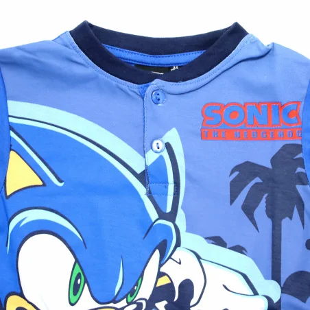 Αγορίστικη Καλοκαιρινή Πιτζάμα Sonic "Top Speed" σε Κουτί Δώρου – Μπλε Μπλούζα με Κουμπιά & Σορτσάκι 100% Βαμβάκι (EZ20060.BLUE)