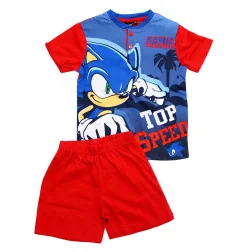 Αγορίστικη Καλοκαιρινή Πυτζάμα Sonic "Top Speed" σε Κουτί Δώρου – Κόκκινη Μπλούζα & Σορτσάκι 100% Βαμβάκι (EZ20060.RED) - Πιτ...