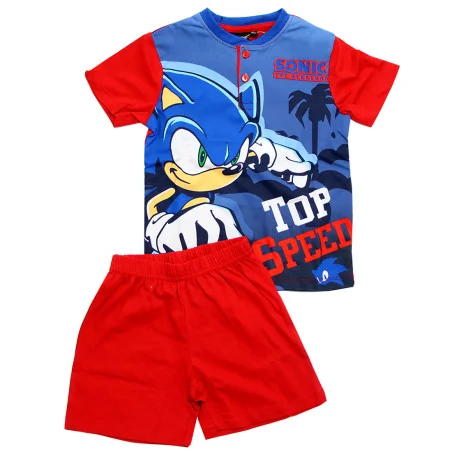 Αγορίστικη Καλοκαιρινή Πυτζάμα Sonic "Top Speed" σε Κουτί Δώρου – Κόκκινη Μπλούζα & Σορτσάκι 100% Βαμβάκι (EZ20060.RED) - Πιτ...