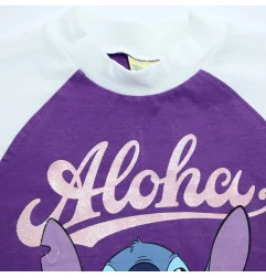 Κοριτσίστικο Εφηβικό Σετ Lilo & Stitch "Cute But..." – Μωβ Μπλούζα & Λευκό Σορτσάκι 100% Βαμβάκι (EZ16008.PURPLE) - Εφηβικά Σετ