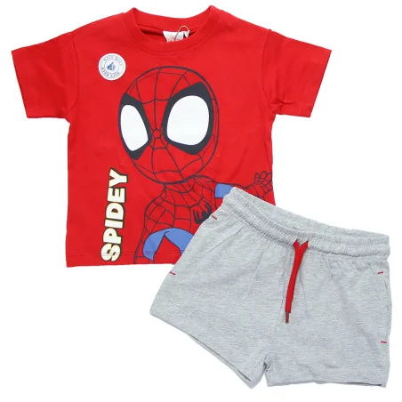 Αγορίστικο Καλοκαιρινό Σετ Spidey "Webbed Wonder" – Κόκκινη Μπλούζα & Γκρι Σορτσάκι 100% Βαμβάκι (EZ10127.RED) - Καλοκαιρινά Σετ
