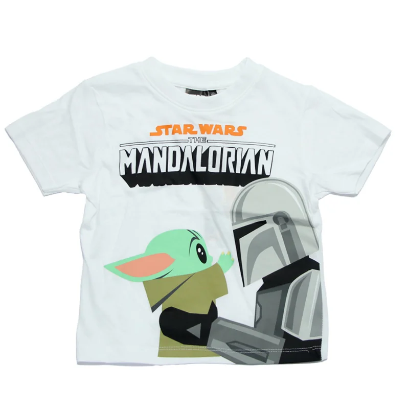 Αγορίστικη Κοντομάνικη Μπλούζα Star Wars "The Mandalorian" – Λευκή 100% Βαμβάκι (EZ10181.White)