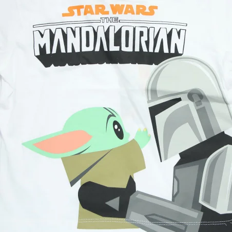 Αγορίστικη Κοντομάνικη Μπλούζα Star Wars "The Mandalorian" – Λευκή 100% Βαμβάκι (EZ10181.White)