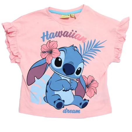 Κοριτσίστικη Καλοκαιρινή Πυζάμα Lilo & Stitch "Hawaiian Dream" – Ροζ Μπλούζα & Γαλάζιο Σορτσάκι 100% Βαμβάκι (EZ20028.L.PINK)