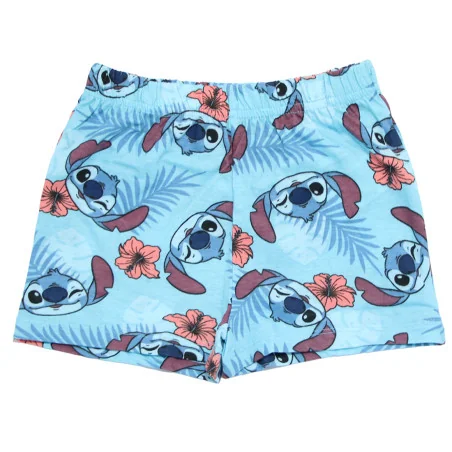 Κοριτσίστικη Καλοκαιρινή Πυζάμα Lilo & Stitch "Hawaiian Dream" – Ροζ Μπλούζα & Γαλάζιο Σορτσάκι 100% Βαμβάκι (EZ20028.L.PINK)
