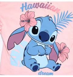 Κοριτσίστικη Καλοκαιρινή Πυζάμα Lilo & Stitch "Hawaiian Dream" – Ροζ Μπλούζα & Γαλάζιο Σορτσάκι 100% Βαμβάκι (EZ20028.L.PINK)...