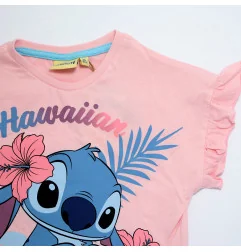 Κοριτσίστικη Καλοκαιρινή Πυζάμα Lilo & Stitch "Hawaiian Dream" – Ροζ Μπλούζα & Γαλάζιο Σορτσάκι 100% Βαμβάκι (EZ20028.L.PINK)...
