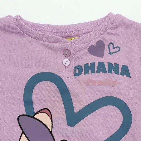 Κοριτσίστικη Καλοκαιρινή Πυζάμα Lilo & Stitch "Ohana" σε Κουτί Δώρου – Λιλά Μπλούζα & Ροζ Σορτσάκι 100% Βαμβάκι (EZ20033.PURPLE)
