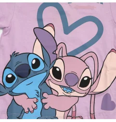 Κοριτσίστικη Καλοκαιρινή Πυζάμα Lilo & Stitch "Ohana" σε Κουτί Δώρου – Λιλά Μπλούζα & Ροζ Σορτσάκι 100% Βαμβάκι (EZ20033.PURP...