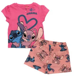 Κοριτσίστικη Καλοκαιρινή Πυζάμα Lilo & Stitch σε Κουτί Δώρου – Ροζ Μπλούζα & Ανοιχτό Ροζ Σορτς 100% Βαμβάκι (EZ20033.PINK) - ...