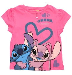 Κοριτσίστικη Καλοκαιρινή Πυζάμα Lilo & Stitch σε Κουτί Δώρου – Ροζ Μπλούζα & Ανοιχτό Ροζ Σορτς 100% Βαμβάκι (EZ20033.PINK) - ...