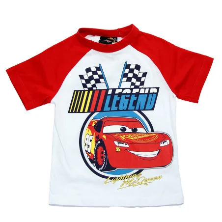 Αγορίστικη Καλοκαιρινή Πυζάμα Disney Cars "Legend" – Λευκή Μπλούζα & Κόκκινο Σορτσάκι 100% Βαμβάκι (EZ20047.RED)