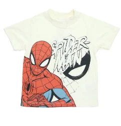 Αγορίστικη Καλοκαιρινή Πυζάμα Spiderman – Εκρού Μπλούζα & Εκρού Σορτσάκι 100% Βαμβάκι (EZ20067ECRU)