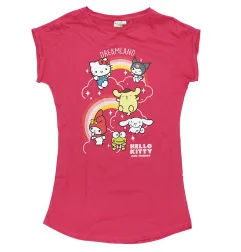 Γυναικείο Βαμβακερό νυχτικό Hello Kitty & Friends "Dreamland" – Φούξια Χρώμα 100% Βαμβάκι (EZ36010) - Γυναικεία νυχτικά