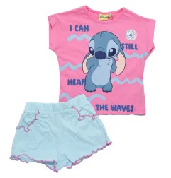 Κοριτσίστικο Καλοκαιρινό Σετ Lilo & Stitch "Vitamin Sea" – Ροζ Μπλούζα & Γαλάζιο Σορτσάκι 100% Βαμβάκι (EZ10071.PINK) - Καλοκ...