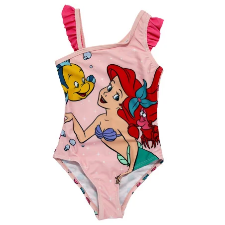 Κοριτσίστικο Ολόσωμο Μαγιό Disney Princess "Ariel η Μικρή Γοργόνα" – Απαλό Ροζ με Βολάν & Μοτίβο Κοχύλια (EZ18012L.Pink) - Ολ...